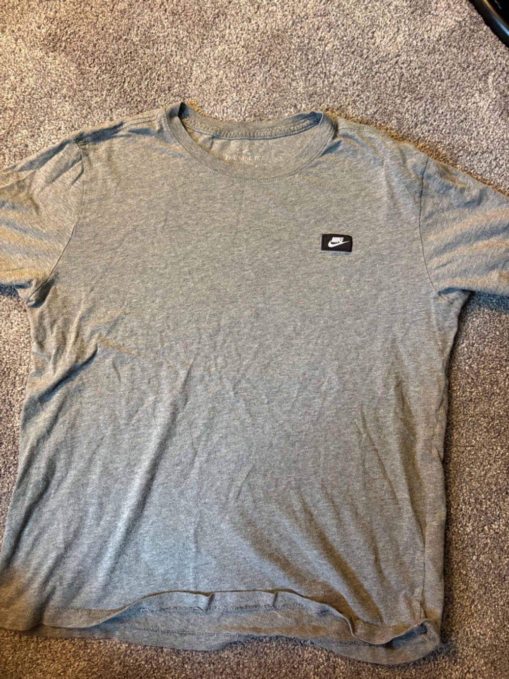 Nike Gray Short-Sleeve Crew T-Shirt with Small Logo Patch